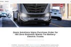 Zeem Solutions 签署 100 辆零排放 Nikola Tre 电动卡车采购订单